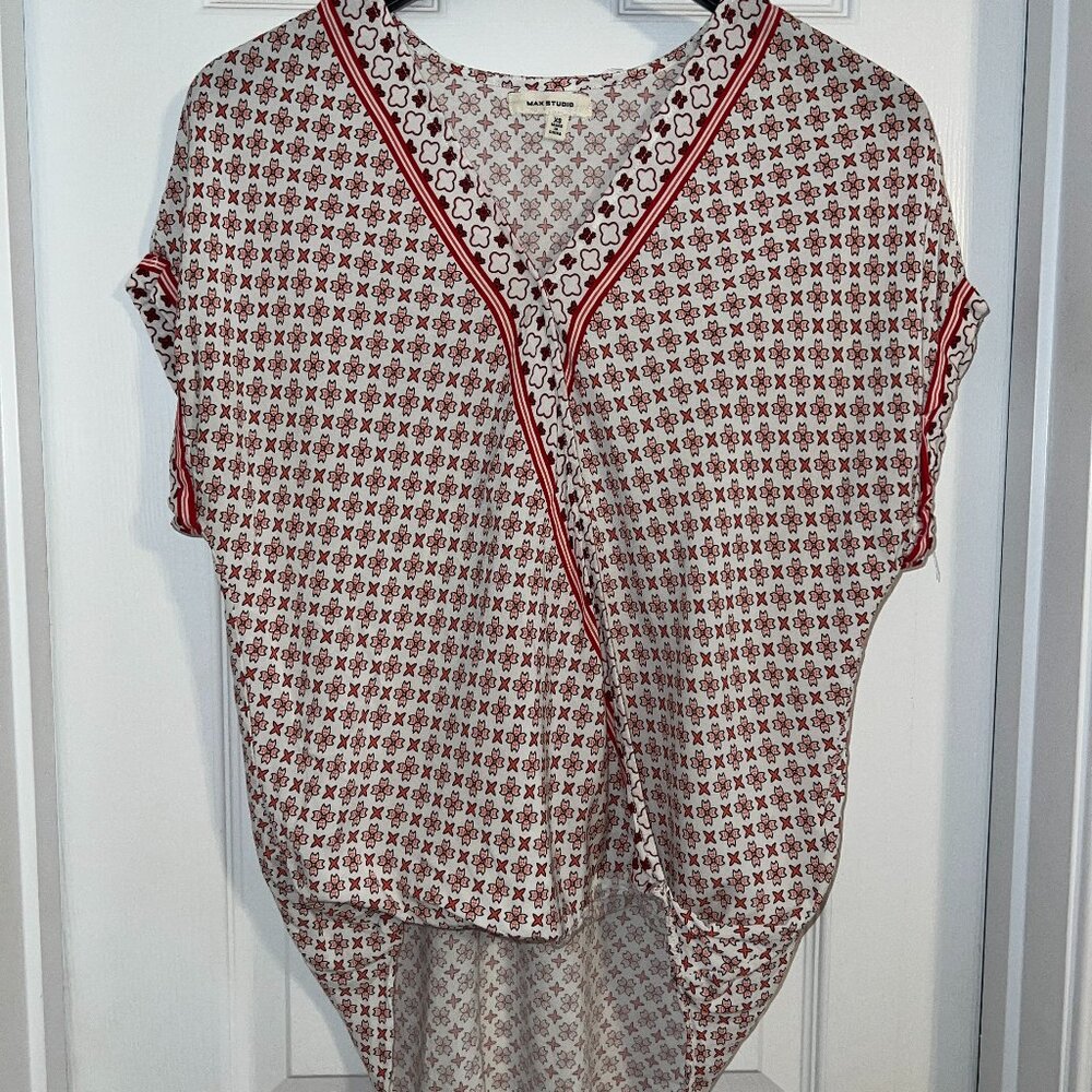 Max Studio Patterned Surplice Blouse